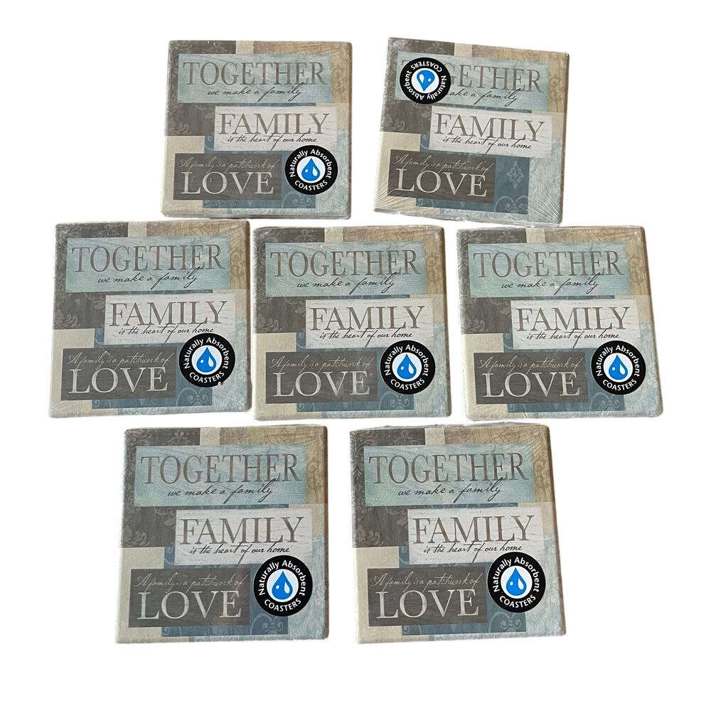 Life Is Beautiful Family Love Coasters Set of Seven Naturally‎ Absorption